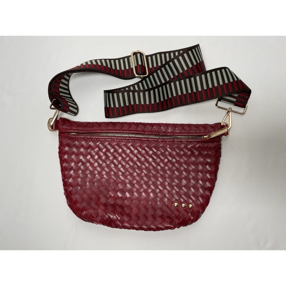 Pretty Simple Westlyn Woven Crossbody Bum Bag Purse Sangria Red NWOT